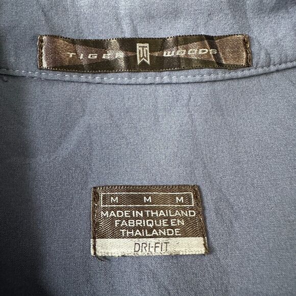 Nike Tiger Woods Polo Shirt Mens Medium Blue Stretch Golf DRI-FIT Short Sleeve - Picture 5 of 9